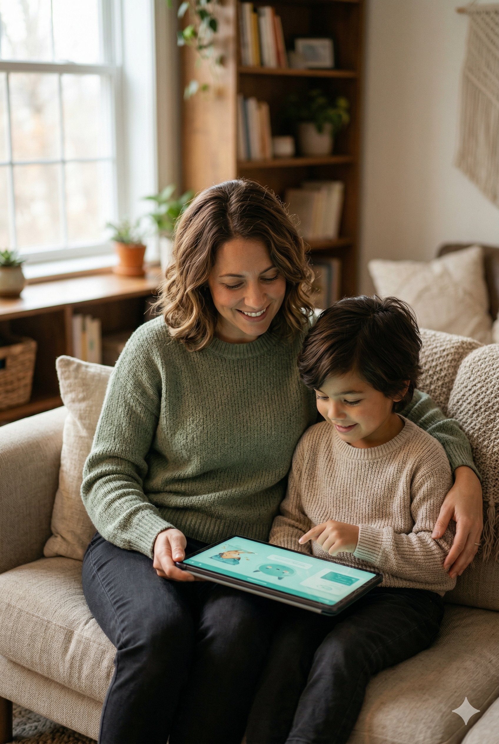 Parent and child using Empathy Builder together