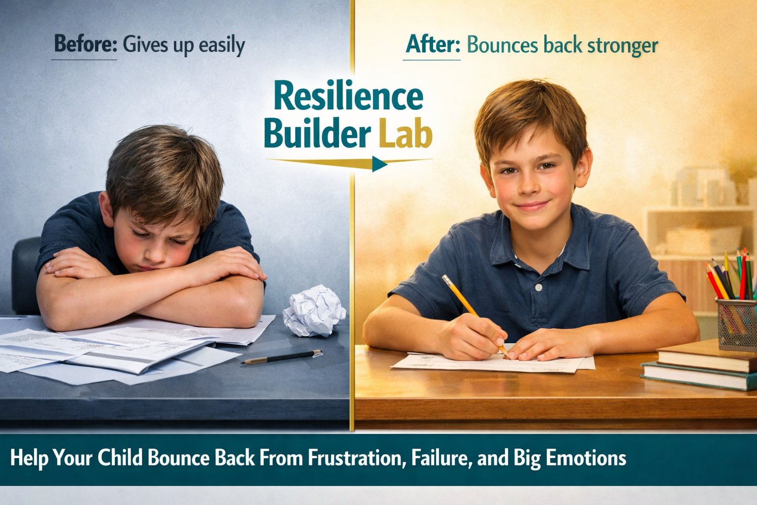Before: gives up easily. After: bounces back stronger.
