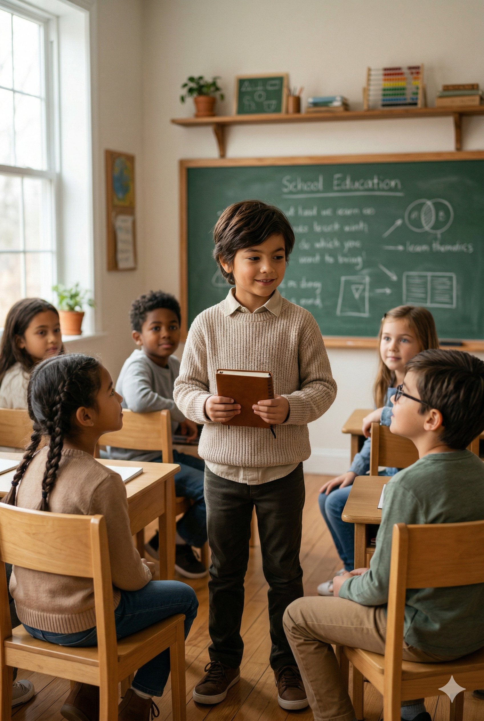 Child speaking up in classroom